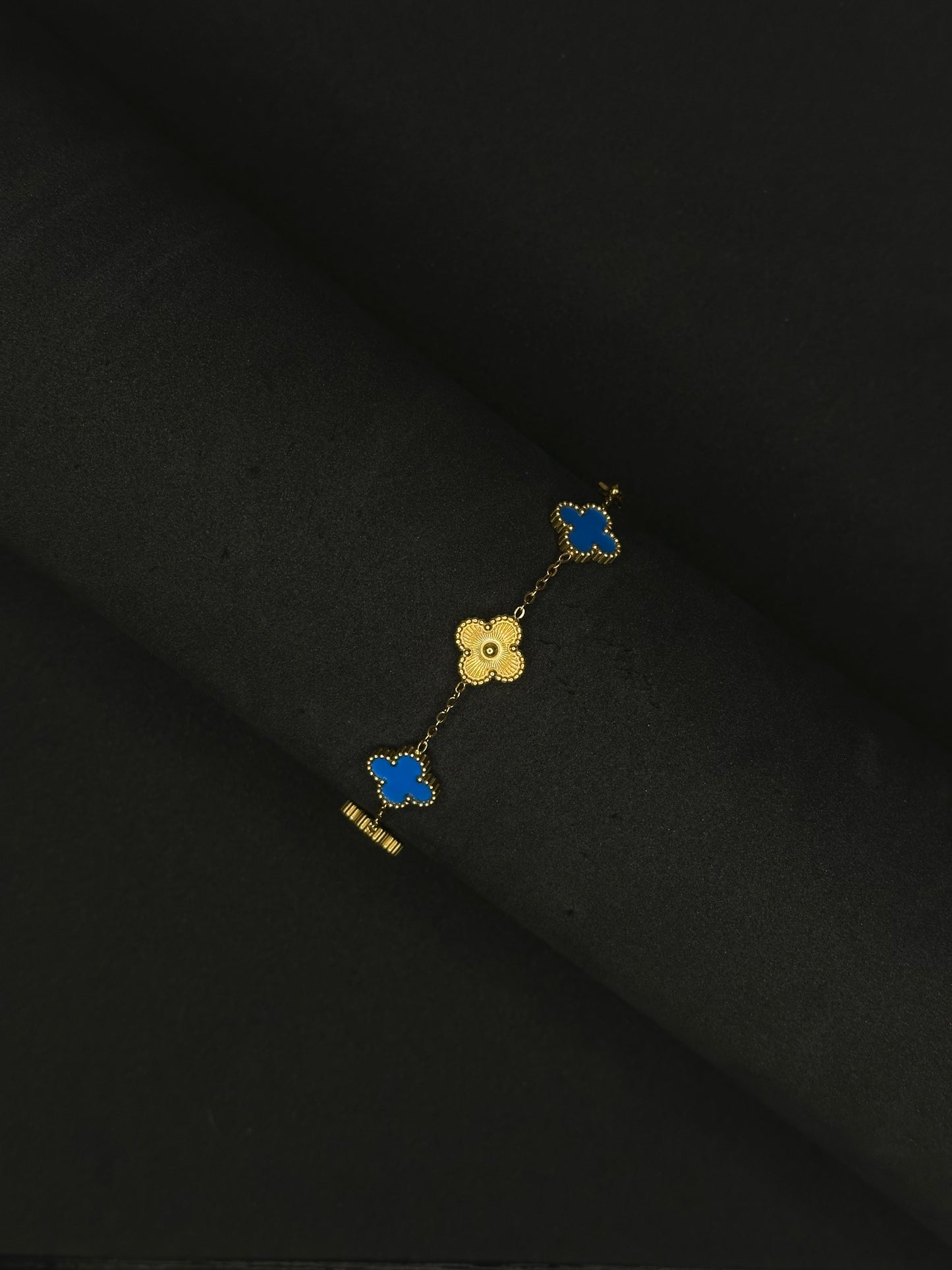 Blue & Gold Clover Bracelet - 1.3cm Leaf