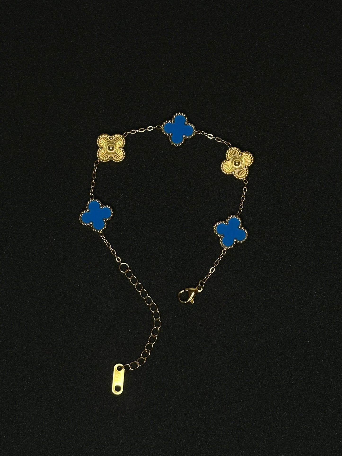 Blue & Gold Clover Bracelet - 1.3cm Leaf