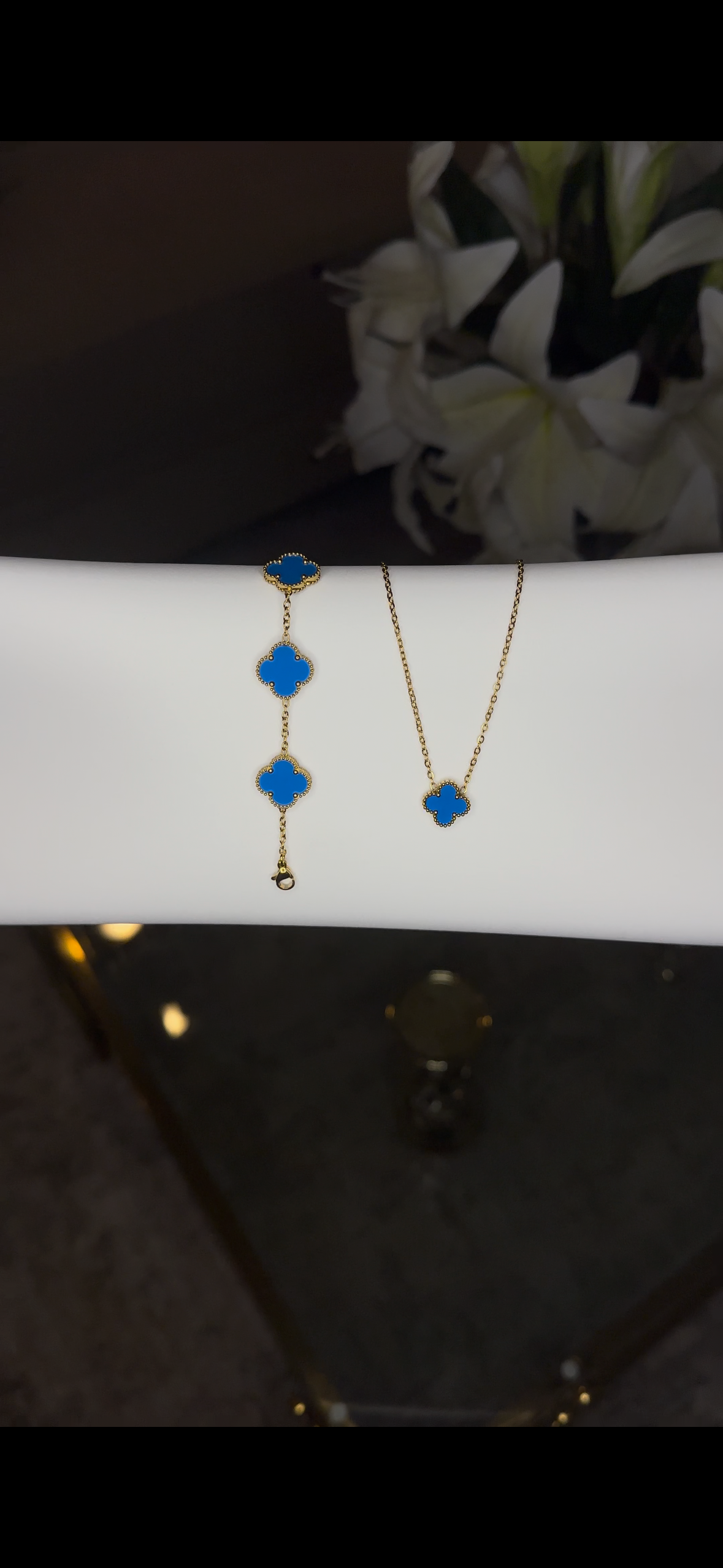 Blue Clover - Bracelet & Necklace Set